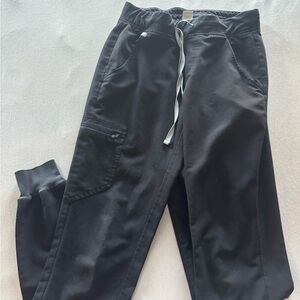 Black Joggers with Elastic Cuffs and Adjustable Waistband